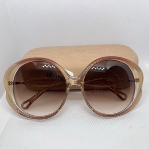 New with case CHLOE Gradient Brown Round Ladies Sunglasses CE739S90557